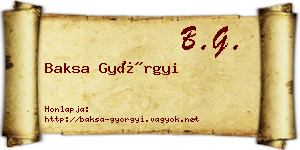 Baksa Györgyi névjegykártya